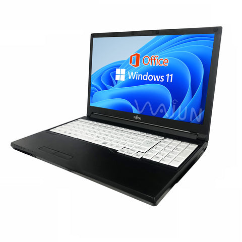 富士通 ノートPC A57 / 7 / 15.6型 / 10キー / Win 11 Pro/MS Office H&B 2019 / Celeron 3865U / Bluetooth/wajunのWIFI/HDMI / 4GB / 128GB SSD