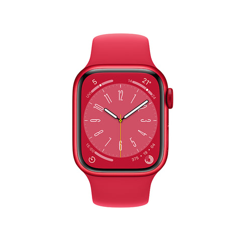 Apple Watch Series 8 智能手表 GPS版 41mm 红色铝金属表壳 运动型表带多彩表盘 大尺寸视网膜显示屏 健康监测 运动健身好帮手
