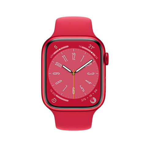 Apple Watch Series 8 智能手表 GPS版 45mm 红色铝金属表壳 运动型表带多彩表盘 大尺寸视网膜显示屏 健康监测 运动健身好帮手