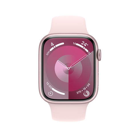 Apple Watch Series 9 (GPS + 蜂窝网络) 45 毫米粉色铝金属表壳 亮粉色运动型表带 - M/L全新 S9 SiP 芯片
