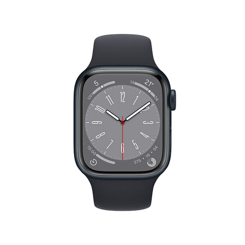 Apple Watch Series 8 智能手表 蜂窝版 45mm 午夜色铝金属表壳 运动型表带多彩表盘 大尺寸视网膜显示屏 健康监测 运动健身好帮手